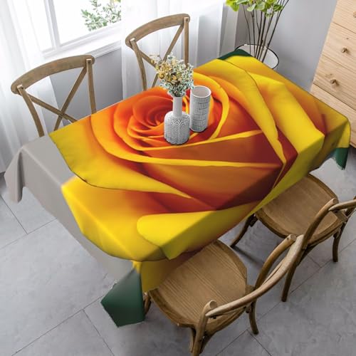 FSCEV Tischdecke mit gelben Rosen, rechteckig, für Küche, Esszimmer, Innen- und Außenbereich von FSCEV