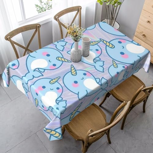 FSCEV Tischdecke mit niedlichem Fischmotiv, rechteckig, für Küche, Esszimmer, Innen- und Außenbereich von FSCEV