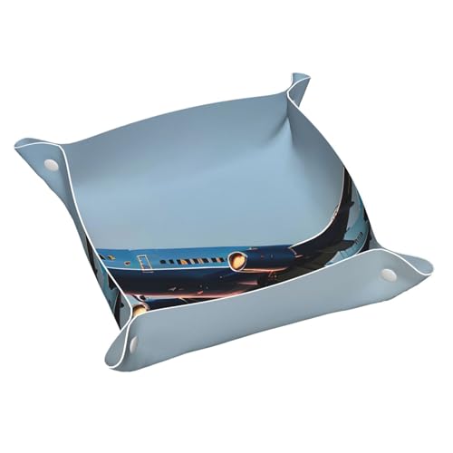 Flying Airplane Leder Storage Tray Desktop Organizer Caddy Box Dekorative Herren Accessoires von FSCEV