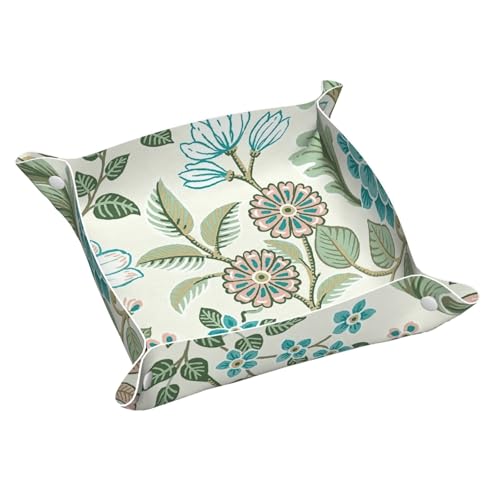 Grüne Blume Leder Ablagetablett Desktop Organizer Caddy Box Dekorative Herren Accessoires von FSCEV