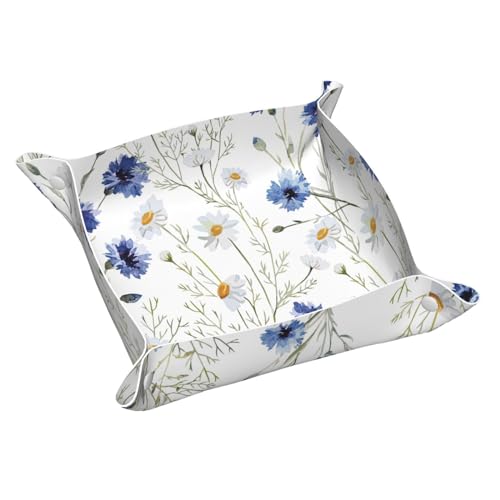 Handgezeichnetes Blumen-Leder-Aufbewahrungstablett Schreibtisch-Organizer Caddy Box dekoratives Herren-Zubehör von FSCEV