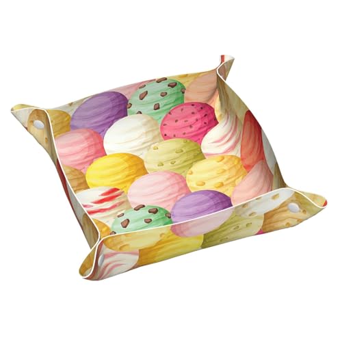 Ice Cream Leather Storage Tray Desktop Organizer Caddy Box Decorative Men'S Accessories von FSCEV
