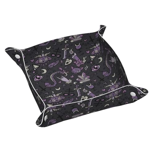 Lila Schwarz Goth Gruseliges Leder Ablagetablett Desktop Organizer Caddy Box Dekorative Herren Accessoires von FSCEV