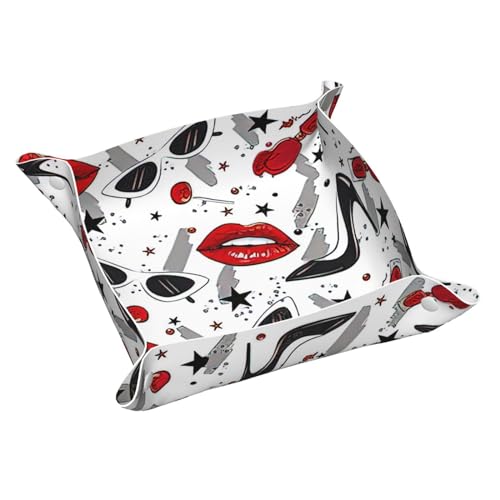 Lips High Heels Leder Ablagetablett Desktop Organizer Caddy Box Dekorative Herren Accessoires von FSCEV