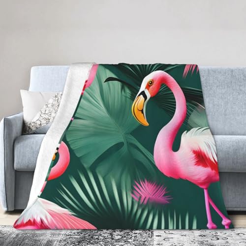 Palmblatt- und Flamingo-Paar-Decke, ultraweiche Micro-Fleece-Decke, Klimaanlage, Decke, warme Decke Palmblatt- und Flamingo-Paar-Decke, ultraweiche Micro-Fleece-Decke, Klimaanlage, Decke, warme Decke von FSCEV
