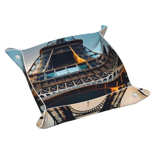 Paris Eiffelturm Bild Leder Ablagetablett Desktop Organizer Caddy Box Dekorative Herren Accessoires von FSCEV
