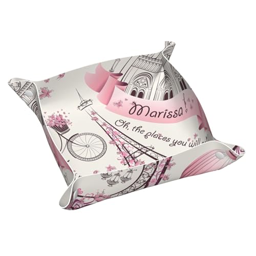 Romantic Paris Schmetterling Leder Ablagetablett Desktop Organizer Caddy Box Dekorative Herren Accessoires von FSCEV