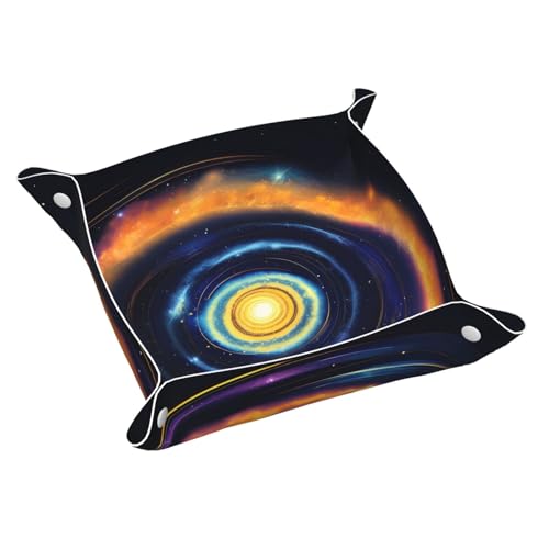 Space Spiral Cosmic Energy Leder-Aufbewahrungstablett Desktop Organizer Caddy Box Dekorative Herren-Accessoires von FSCEV