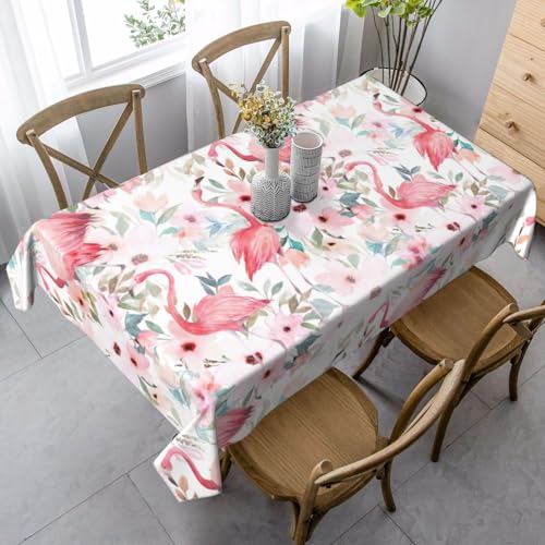 Tischdecke mit Blumenmuster und Flamingo, rechteckig, für Küche, Esszimmer, Innen- und Außenbereich Tischdecke mit Blumenmuster und Flamingo, rechteckig, für Küche, Esszimmer, Innen- und Außenbereich von FSCEV
