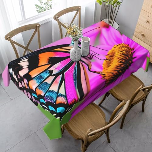 Tischdecke mit Blumenmuster und Schmetterling, rechteckig, für Küche, Esszimmer, Innen- und Außenbereich Tischdecke mit Blumenmuster und Schmetterling, rechteckig, für Küche, Esszimmer, Innen- und Außenbereich von FSCEV