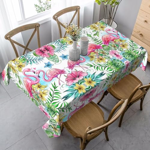 Tischdecke mit Flamingo-Blumen, rechteckig, für Küche, Esszimmer, Innen- und Außenbereich Tischdecke mit Flamingo-Blumen, rechteckig, für Küche, Esszimmer, Innen- und Außenbereich von FSCEV