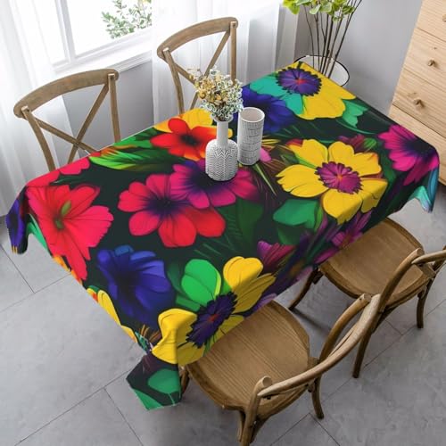 Tischdecke mit Regenbogen-Blumenmuster, rechteckig, für Küche, Esszimmer, Innen- und Außenbereich von FSCEV