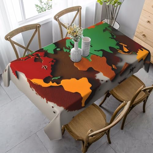 Tischdecke mit Weltkarte aus Gewürzen, rechteckig, für Küche, Esszimmer, Innen- und Außenbereich Tischdecke mit Weltkarte aus Gewürzen, rechteckig, für Küche, Esszimmer, Innen- und Außenbereich von FSCEV