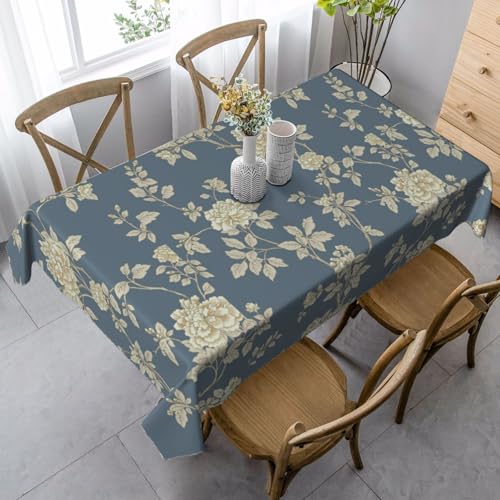 Tischdecke mit blauen und gelben Blumen, rechteckig, für Küche, Esszimmer, Innen- und Außenbereich Tischdecke mit blauen und gelben Blumen, rechteckig, für Küche, Esszimmer, Innen- und Außenbereich von FSCEV