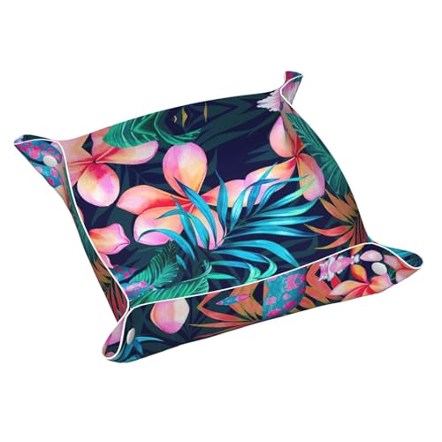 Tropische Blumen Leder Ablagetablett Desktop Organizer Caddy Box Dekorative Herren Accessoires von FSCEV