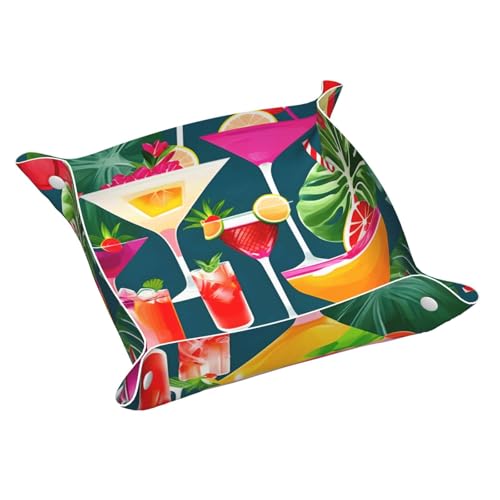Tropisches Cocktail-Leder-Aufbewahrungstablett Schreibtisch-Organizer Caddy Box dekoratives Herren-Zubehör von FSCEV