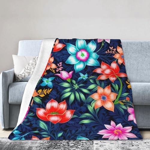 Ultraweiche Micro-Fleece-Decke, Klimaanlagendecke, warme Decke, Blumenmuster, Blau Ultraweiche Micro-Fleece-Decke, Klimaanlagendecke, warme Decke, Blumenmuster, Blau von FSCEV