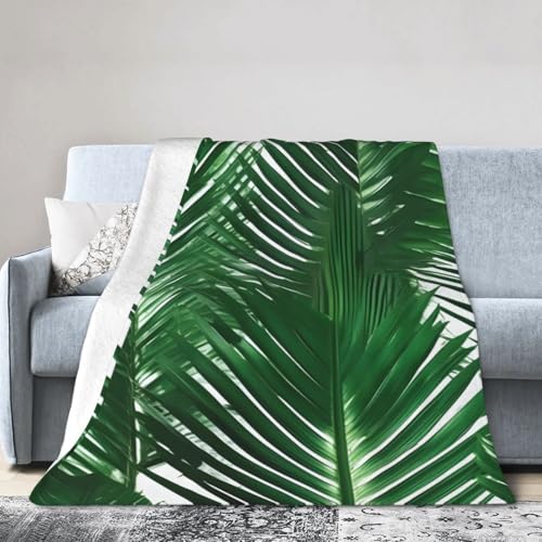 Ultraweiche Micro-Fleece-Decke, Motiv: grüne Palmblätter, Klimaanlage, Decke, warme Decke Ultraweiche Micro-Fleece-Decke, Motiv: grüne Palmblätter, Klimaanlage, Decke, warme Decke von FSCEV