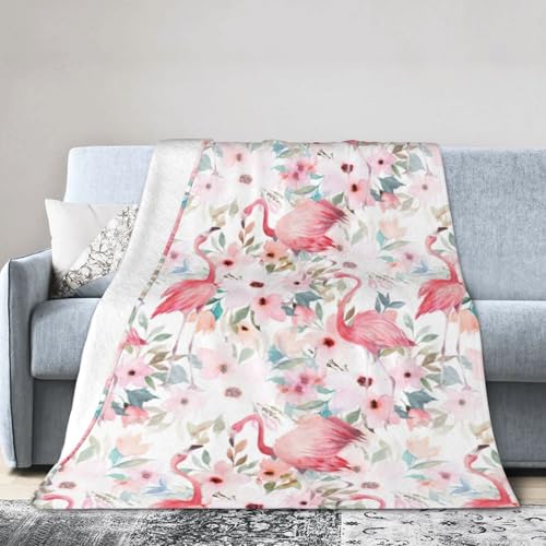 Ultraweiche Micro-Fleece-Decke mit Blumenmuster und Flamingo, Klimaanlage, warme Decke Ultraweiche Micro-Fleece-Decke mit Blumenmuster und Flamingo, Klimaanlage, warme Decke von FSCEV