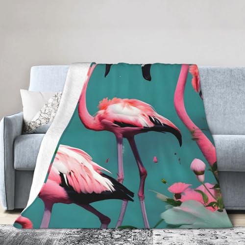 Ultraweiche Micro-Fleece-Decke mit Flamingo-Blumen, Klimaanlage, Decke, warme Decke Ultraweiche Micro-Fleece-Decke mit Flamingo-Blumen, Klimaanlage, Decke, warme Decke von FSCEV
