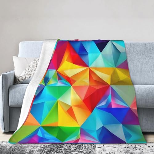 Ultraweiche Mikro-Fleece-Decke, Regenbogen, geometrisch, für Klimaanlage, warme Decke Ultraweiche Mikro-Fleece-Decke, Regenbogen, geometrisch, für Klimaanlage, warme Decke von FSCEV