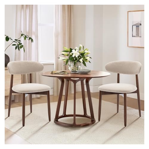 FSDFKPOP Esszimmerstuhl-Set aus Holz, 4er-Set, Moderne, mit Stoff gepolsterte Küchen-Seitenstühle, Esszimmerstühle im Landhausstil mit Füßen, Beige(Beige,Set of 2) von FSDFKPOP