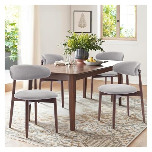 FSDFKPOP Esszimmerstuhl-Set aus Holz, 4er-Set, Moderne, mit Stoff gepolsterte Küchen-Seitenstühle, Esszimmerstühle im Landhausstil mit Füßen, Beige(Lightgrey,Set of 4) von FSDFKPOP