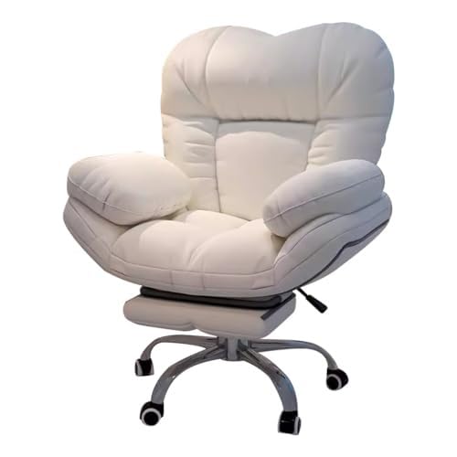 FSDFKPOP Lazy Sofa Recliner Lift Computerspielstuhl Rückenlehne Geeignet for Wohnzimmer Bequemer Schreibtischstuhl Schlafzimmersessel (Rosa)(Off-White,with Footstool) von FSDFKPOP
