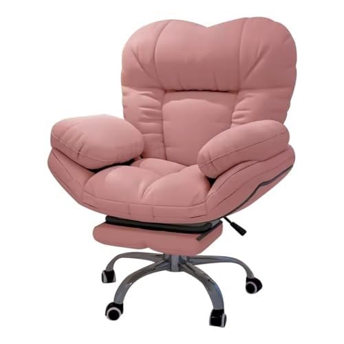 FSDFKPOP Lazy Sofa Recliner Lift Computerspielstuhl Rückenlehne Geeignet for Wohnzimmer Bequemer Schreibtischstuhl Schlafzimmersessel (Rosa)(Pink,with Footstool) von FSDFKPOP