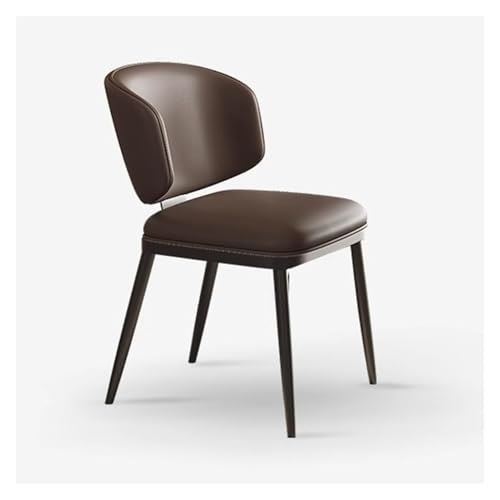 FSDFKPOP Moderner Esszimmerstuhl, stilvoller gepolsterter Küchenstuhl, armloser Esszimmerstuhl mit Metallbeinen for das Wohnzimmer (schwarz)(Brown) von FSDFKPOP