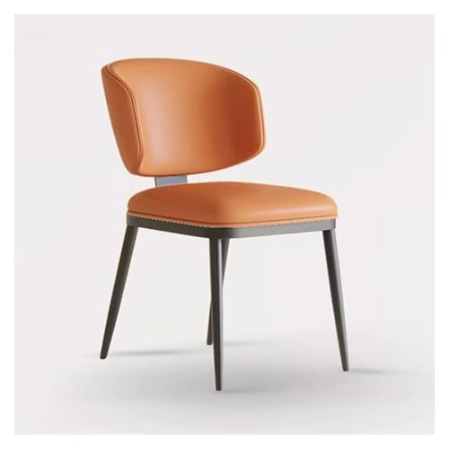FSDFKPOP Moderner Esszimmerstuhl, stilvoller gepolsterter Küchenstuhl, armloser Esszimmerstuhl mit Metallbeinen for das Wohnzimmer (schwarz)(Orange) von FSDFKPOP