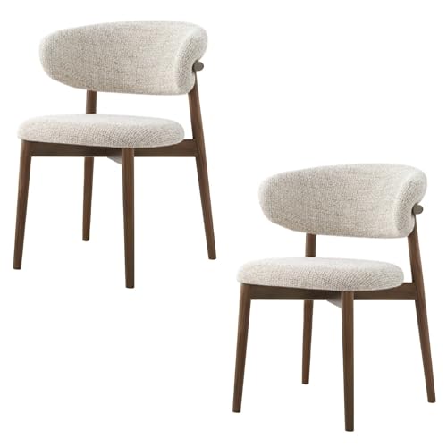FSDFKPOP Moderner Esszimmerstuhl aus Holz, mit Stoffbezug, Küchenstuhl for Wohnzimmer und Esszimmer (Walnussfarbe, 2er-Set)(Wood Legs) von FSDFKPOP