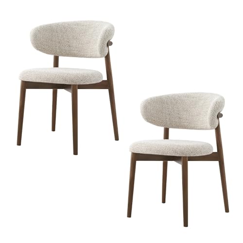 FSDFKPOP Moderner Esszimmerstuhl aus Holz, mit Stoffbezug, Küchenstuhl for Wohnzimmer und Esszimmer (Walnussfarbe, 2er-Set)(Wood Legs) von FSDFKPOP