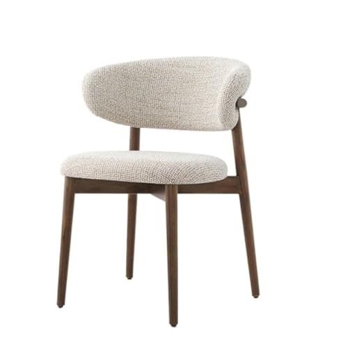 FSDFKPOP Nordischer Esszimmerstuhl aus Massivholz, moderner, Schlichter Stoffstuhl for die Freizeit zu Hause mit Rückenlehne, Wohnzimmerstuhl (Originalholzfarbe)(Walnut (Oak)) von FSDFKPOP