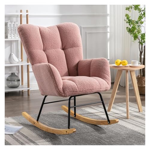 FSDFKPOP Schaukelstuhl Teddy fürs Kinderzimmer, bequemer Schaukelsessel mit hoher Rückenlehne for Wohnzimmer und Schlafzimmer for Erwachsene, Rosa(Pink,Teddy) von FSDFKPOP