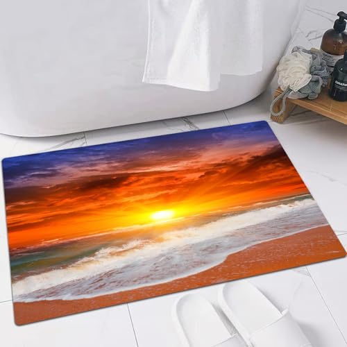 FSDGY Badvorleger Fußmatte Flauschig Teppich Badezimmerteppich Duschmatte für Bade & Wohnzimmer Schlafzimmer,Abendszene mit Sonnenuntergang am Meer,40x60 cm FSDGY Badvorleger Fußmatte Flauschig Teppich Badezimmerteppich Duschmatte für Bade & Wohnzimmer Schlafzimmer,Abendszene mit Sonnenuntergang am Meer,40x60 cm von FSDGY