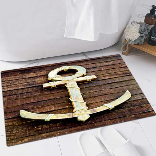 FSDGY Badvorleger Fußmatte Flauschig Teppich Badezimmerteppich Duschmatte für Bade & Wohnzimmer Schlafzimmer,Anker, Alter hölzerner Treibanker auf dem Deck Einer Hafenjacht,60x90 cm FSDGY Badvorleger Fußmatte Flauschig Teppich Badezimmerteppich Duschmatte für Bade & Wohnzimmer Schlafzimmer,Anker, Alter hölzerner Treibanker auf dem Deck Einer Hafenjacht,60x90 cm von FSDGY