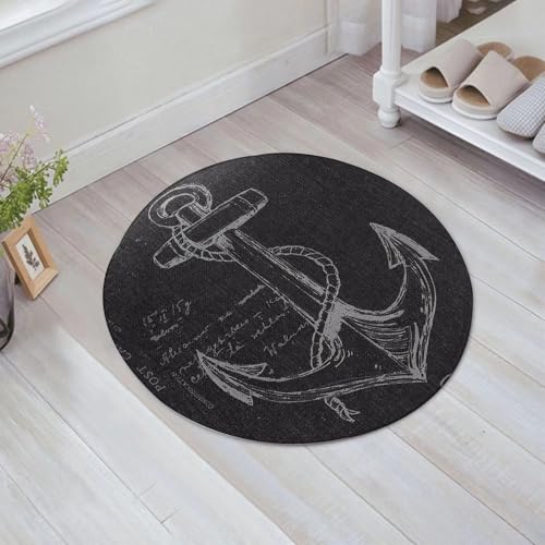 FSDGY Badvorleger Fußmatte Flauschig Teppich Badezimmerteppich Duschmatte für Bade & Wohnzimmer Schlafzimmer,Anker. Handgezeichnete Skizze. Vektorillustration auf schwarzem Hintergrund,60x60 cm FSDGY Badvorleger Fußmatte Flauschig Teppich Badezimmerteppich Duschmatte für Bade & Wohnzimmer Schlafzimmer,Anker. Handgezeichnete Skizze. Vektorillustration auf schwarzem Hintergrund,60x60 cm von FSDGY