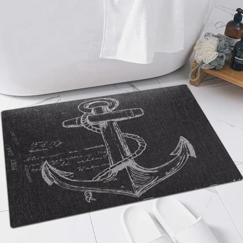 FSDGY Badvorleger Fußmatte Flauschig Teppich Badezimmerteppich Duschmatte für Bade & Wohnzimmer Schlafzimmer,Anker. Handgezeichnete Skizze. Vektorillustration auf schwarzem Hintergrund,60x90 cm FSDGY Badvorleger Fußmatte Flauschig Teppich Badezimmerteppich Duschmatte für Bade & Wohnzimmer Schlafzimmer,Anker. Handgezeichnete Skizze. Vektorillustration auf schwarzem Hintergrund,60x90 cm von FSDGY