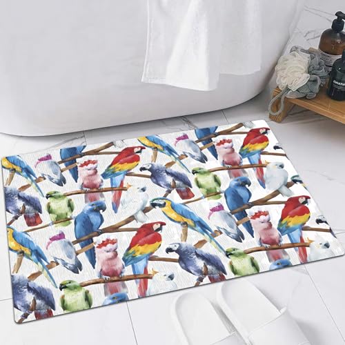 FSDGY Badvorleger Fußmatte Flauschig Teppich Badezimmerteppich Duschmatte für Bade & Wohnzimmer Schlafzimmer,Aquarell nahtloses Muster Heller Papagei Tropische Tapete Vogel Kakadus Graupapa,40x60 cm FSDGY Badvorleger Fußmatte Flauschig Teppich Badezimmerteppich Duschmatte für Bade & Wohnzimmer Schlafzimmer,Aquarell nahtloses Muster Heller Papagei Tropische Tapete Vogel Kakadus Graupapa,40x60 cm von FSDGY