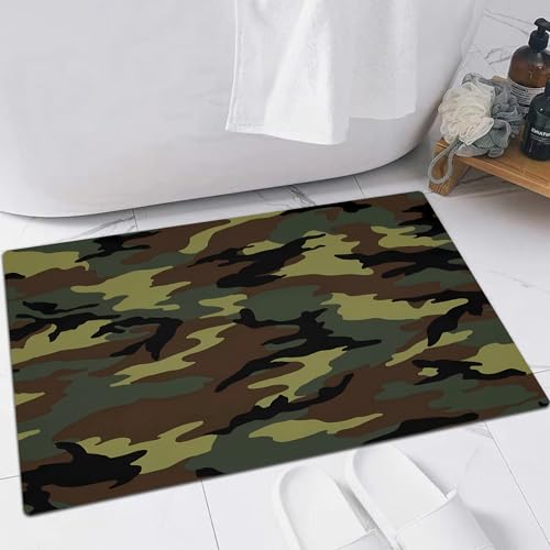 FSDGY Badvorleger Fußmatte Flauschig Teppich Badezimmerteppich Duschmatte für Bade & Wohnzimmer Schlafzimmer,Camouflage tär Nahtlose Muster für Kleidung Vecto,60x90 cm von FSDGY