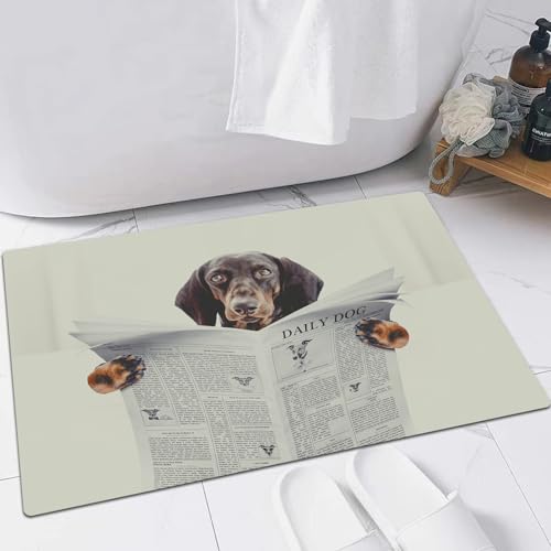 FSDGY Badvorleger Fußmatte Flauschig Teppich Badezimmerteppich Duschmatte für Bade & Wohnzimmer Schlafzimmer,Dackel Dackel liest eine Zeitung Zeitschrift im Schlafzimmer im Bett,60x90 cm FSDGY Badvorleger Fußmatte Flauschig Teppich Badezimmerteppich Duschmatte für Bade & Wohnzimmer Schlafzimmer,Dackel Dackel liest eine Zeitung Zeitschrift im Schlafzimmer im Bett,60x90 cm von FSDGY
