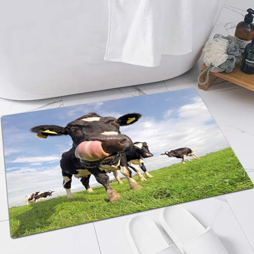 FSDGY Badvorleger Fußmatte Flauschig Teppich Badezimmerteppich Duschmatte für Bade & Wohnzimmer Schlafzimmer,Das Porträt Einer Kuh, die am Hintergrund Einer grünen Wiese schnüffelt. Nutztie,60x90 cm FSDGY Badvorleger Fußmatte Flauschig Teppich Badezimmerteppich Duschmatte für Bade & Wohnzimmer Schlafzimmer,Das Porträt Einer Kuh, die am Hintergrund Einer grünen Wiese schnüffelt. Nutztie,60x90 cm von FSDGY