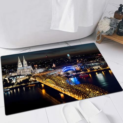 FSDGY Badvorleger Fußmatte Flauschig Teppich Badezimmerteppich Duschmatte für Bade & Wohnzimmer Schlafzimmer,Köln Deutschland Städtische Nachtszene Schwarzer Dom Hohenzollernbrücke Rhein Br,40x60 cm FSDGY Badvorleger Fußmatte Flauschig Teppich Badezimmerteppich Duschmatte für Bade & Wohnzimmer Schlafzimmer,Köln Deutschland Städtische Nachtszene Schwarzer Dom Hohenzollernbrücke Rhein Br,40x60 cm von FSDGY