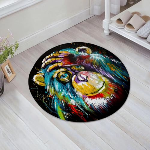 FSDGY Badvorleger Fußmatte Flauschig Teppich Badezimmerteppich Duschmatte für Bade & Wohnzimmer Schlafzimmer,Original-Ölgemälde. Gemalter Farbiger AFFE. Helle Farben auf schwarzem Hintergru,60x60 cm FSDGY Badvorleger Fußmatte Flauschig Teppich Badezimmerteppich Duschmatte für Bade & Wohnzimmer Schlafzimmer,Original-Ölgemälde. Gemalter Farbiger AFFE. Helle Farben auf schwarzem Hintergru,60x60 cm von FSDGY