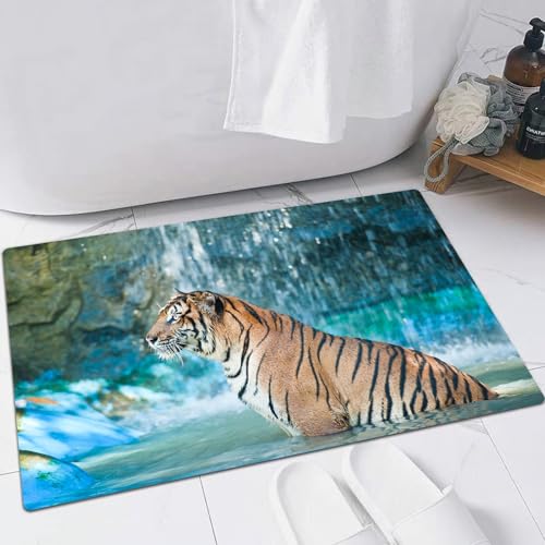 FSDGY Badvorleger Fußmatte Flauschig Teppich Badezimmerteppich Duschmatte für Bade & Wohnzimmer Schlafzimmer,Tiger, Katzenartige Bestie im Teich auf der Suche nach Beute Sumatra Indonesien,60x90 cm FSDGY Badvorleger Fußmatte Flauschig Teppich Badezimmerteppich Duschmatte für Bade & Wohnzimmer Schlafzimmer,Tiger, Katzenartige Bestie im Teich auf der Suche nach Beute Sumatra Indonesien,60x90 cm von FSDGY