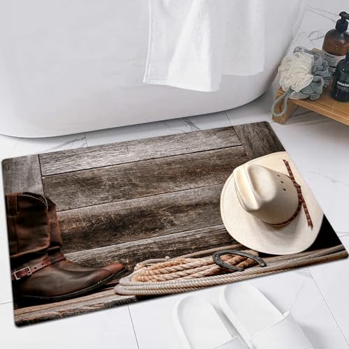 FSDGY Badvorleger Fußmatte Flauschig Teppich Badezimmerteppich Duschmatte für Bade & Wohnzimmer Schlafzimmer,Traditioneller weißer Cowboyhut aus Stroh des amerikanischen Westens mit authent,40x60 cm FSDGY Badvorleger Fußmatte Flauschig Teppich Badezimmerteppich Duschmatte für Bade & Wohnzimmer Schlafzimmer,Traditioneller weißer Cowboyhut aus Stroh des amerikanischen Westens mit authent,40x60 cm von FSDGY