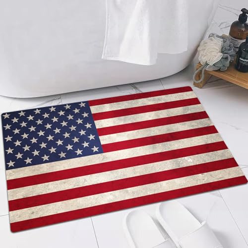 FSDGY Badvorleger Fußmatte Flauschig Teppich Badezimmerteppich Duschmatte für Bade & Wohnzimmer Schlafzimmer,USA Flagge (2),60x90 cm von FSDGY