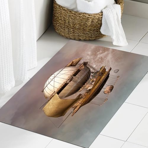 FSDGY Badvorleger Fußmatte Flauschig Teppich Badezimmerteppich Duschmatte für Bade & Wohnzimmer Schlafzimmer,Vintage Steampunk Luftschiff - 3D-Illustration,60x90 cm FSDGY Badvorleger Fußmatte Flauschig Teppich Badezimmerteppich Duschmatte für Bade & Wohnzimmer Schlafzimmer,Vintage Steampunk Luftschiff - 3D-Illustration,60x90 cm von FSDGY