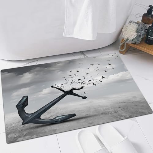 FSDGY Badvorleger Fußmatte Flauschig Teppich Badezimmerteppich Duschmatte für Bade & Wohnzimmer Schlafzimmer,Vögel, Anker verwandelt Sich in eine Gruppe von fliegenden Vögeln Möwen für Frei,60x90 cm FSDGY Badvorleger Fußmatte Flauschig Teppich Badezimmerteppich Duschmatte für Bade & Wohnzimmer Schlafzimmer,Vögel, Anker verwandelt Sich in eine Gruppe von fliegenden Vögeln Möwen für Frei,60x90 cm von FSDGY
